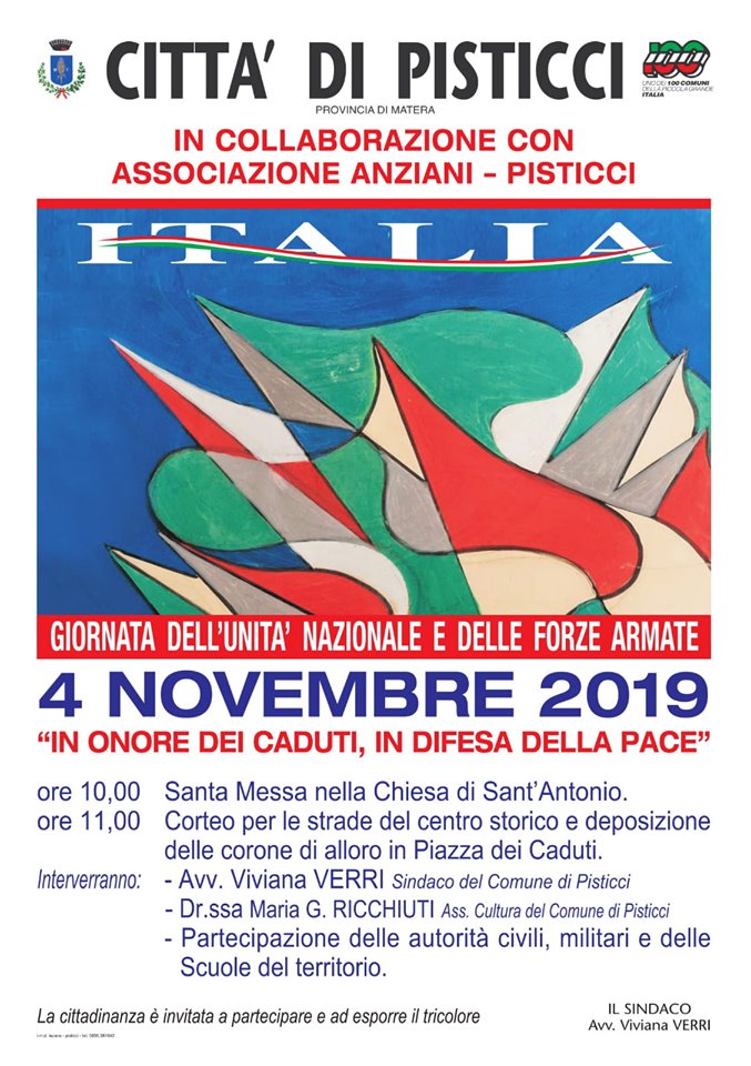 4 novembre 2019 festa unità d'italia e forze armate